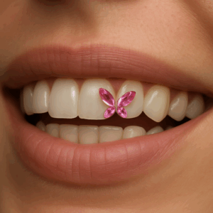 Tandjuwelen Vlindervorm PINK Crystal